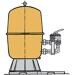Sand-Filteranlage, geteilter Behälter Kit 600, 6-Wege-Seitenventil mit Pumpe Preva 75, 12m³/h, 230V, gelb