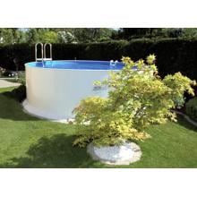 Trend Pool Ibiza Stahlwand-Pool, 450x120cm, rund, Innenhülle 0,6mm blau, Easy Change Handlauf Aluminium, weiß