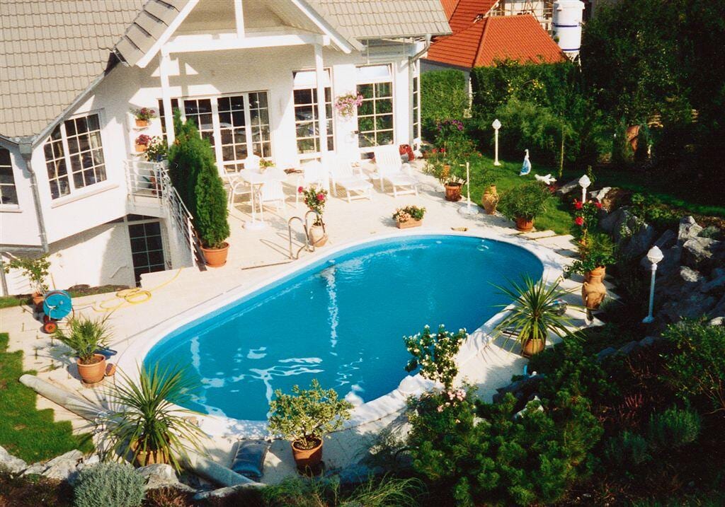 Future Pool Swim Stahlwand-Pool, 530x320x150cm, oval, Keilbiese, adriablau