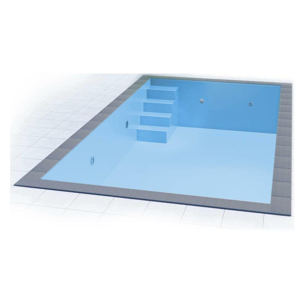 Poolfolie Grandliner Celsius für Rechteckbecken mit Ecktreppenausbildung Variofit 58cm links, 700x350x150cm, hellblau