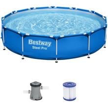 Bestway Steel Pro Frame Pool, rund, Kartuschenfilter, blau