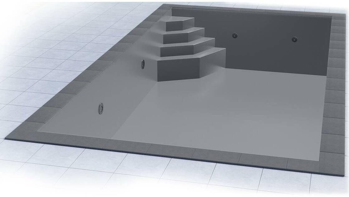 Poolfolie Grandliner Celsius für Rechteckbecken mit Ecktreppenausbildung Smaragd links, 800x400x150cm, anthrazit