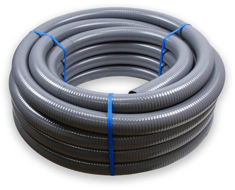 PVC Flexschlauch Flexrohr für Poolverrohrung, Ø 50mm, Länge 12 Meter, grau