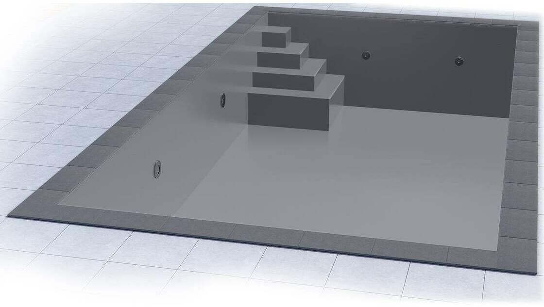 Poolfolie Grandliner Premium für Rechteckbecken mit Ecktreppenausbildung Smart links, 700x350x150cm, anthrazit