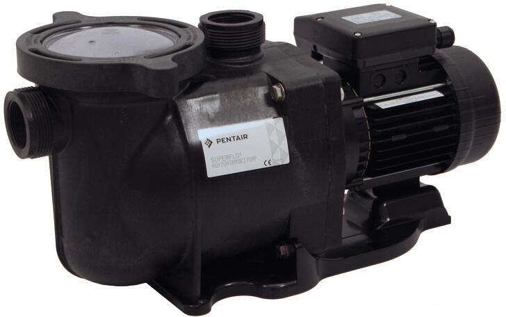 Pentair P-SFL-071 SuperFlo Filterpumpe, selbstansaugend, 18m³/h bei 8m, 0,55kW, 230V, schwarz