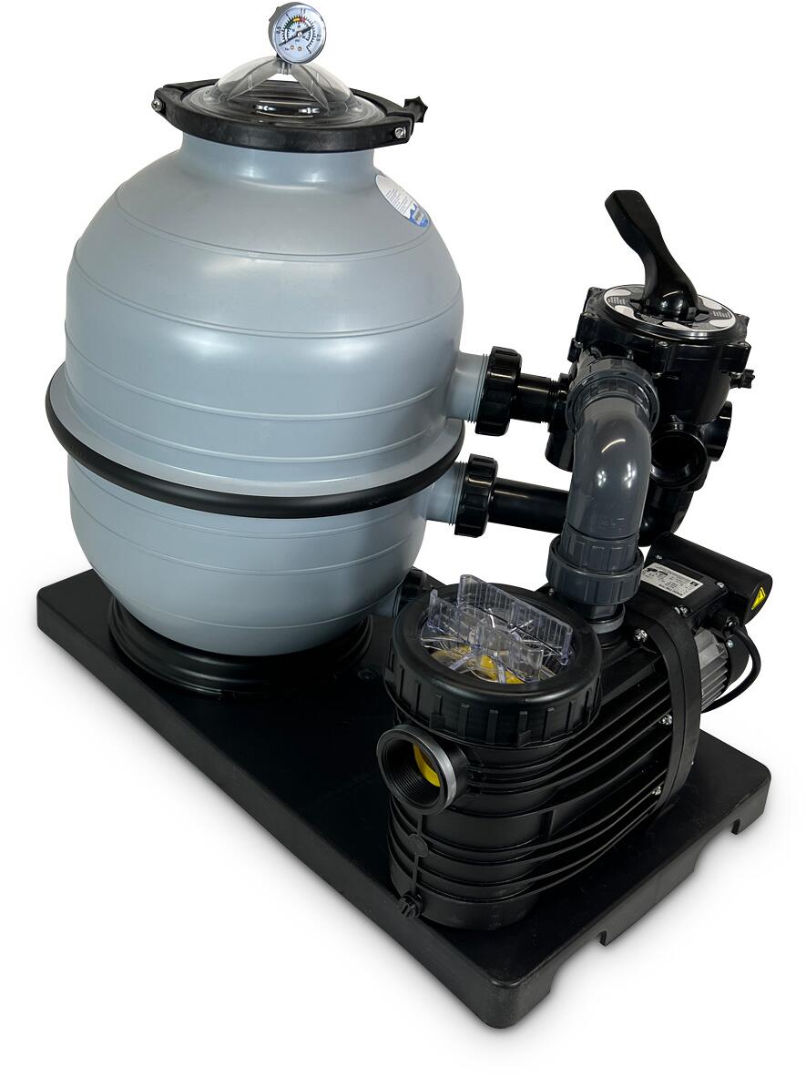 BWT Medium 400/B8 Sandfilteranlage mit Speck Badu Top II/8 Pumpe, 8m³/h bei 8m, Ø 400mm, 6-Wege-Ventil, 230V, grau