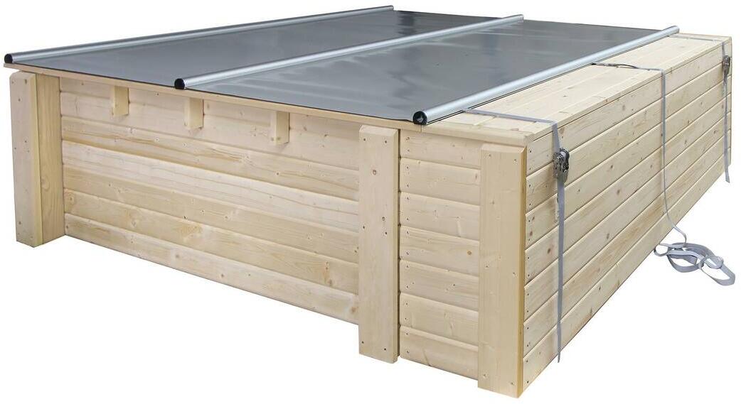 Rollabdeckung Sicherheits-Poolabdeckung für Kids Holzpool, 220x220cm, hellgrau