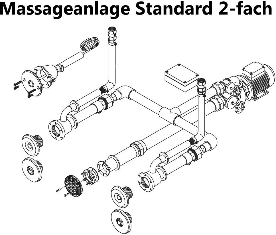 Hugo Lahme Flanschsatz Massagestation Standard, 2-fach