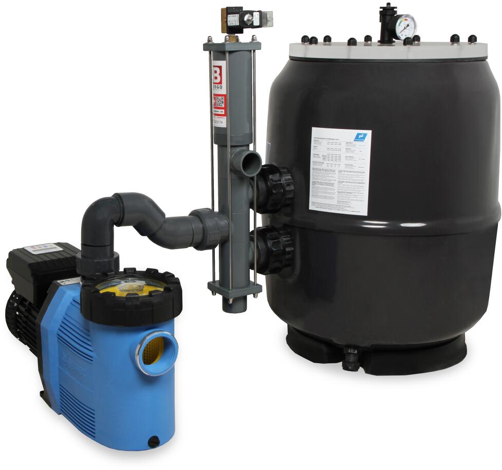 Trend Pool HSF-4 Sandfilteranlage mit Speck Badu Prime Eco VS Pumpe, 28m³/h bei 8m, Ø 950mm, Stangen-Ventil, 230V, anthrazit