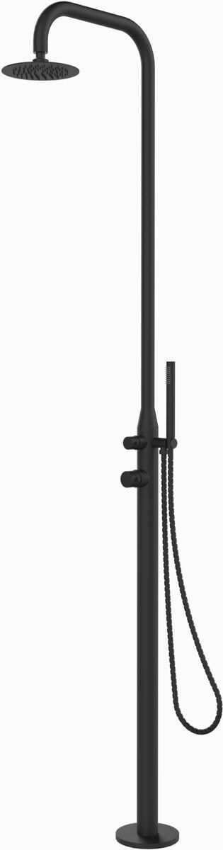 Eichenwald Ideal Gartendusche Juist, Kalt- und Warmwasserdusche, Flanschmontage, schwarz