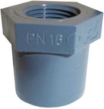 OKU 110783 Reduzierstück, mit Achtkant-Klebestutzen, IG 3/8", PN16, Ø 25mm, PVC, grau