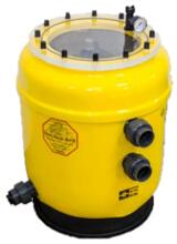 Dinotec ProFil S Filterbehälter, Ø 500mm, 50m³, Plexiglasdeckel, GFK, gelb