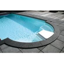 Carobbio Poolrandstein Set für Treppe, mit Schwallkante, 200x100cm, farbig sandgestrahlt
