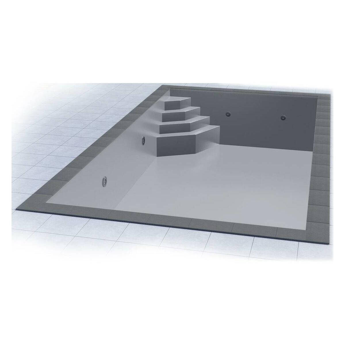 Poolfolie Grandliner Celsius für Rechteckbecken mit Ecktreppenausbildung Smaragd rechts, 600x300x150cm, hellgrau