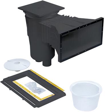 Vagner Pool Skimmer für Folienpools, mit Messingeinsätzen, breiter Hals, 17,5 Liter, dunkelgrau