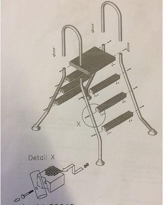 Future Pool E100 Hochbeckenleiter, 3/3 Stufen, Beckenwandhöhe 100cm, Edelstahl/Kunststoff, weiß