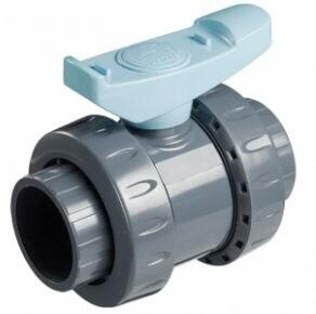 Astore 2-Wege-Kugelhahn für Poolverrohrung, Klebemuffe Ø 50mm - Klebemuffe Ø 50mm, 16 bar, Griff blau, PVC, grau