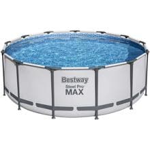 Bestway 5618W Steel Pro Max Frame Pool, Ø 396x122cm, rund, Kartuschenfilter, lichtgrau