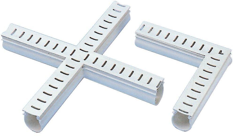 Eckstück 90° Entwässerungsrinne Überlaufrinne mit Gitter, PVC, Ø 50mm, weiß