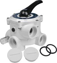 Midas Classic Line 6-Wege-Side-Mount-Ventil, All Open, Klebeanschluss, 2 Gewindestopfen, ABS, weiß