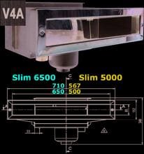 Astral Pool Slim 5000 Skimmer, inkl. Flanschset/Blende 6°, 85x500mm, Edelstahl V4A