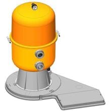 Sand-Filteranlage, geteilter Behälter Kit 500, 6-Wege-Seitenventil mit Pumpe Preva 50, 9m³/h, 230V, gelb