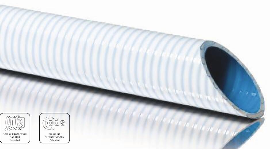 Fitt Barrier CDS Poolschlauch, Ø 75mm, 25m, weiß/blau, chlorbeständig