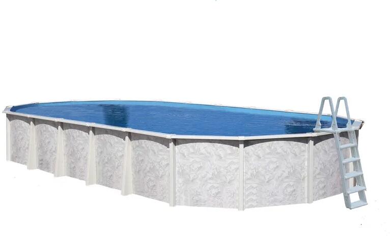 Interline Diana Stahlwand-Pool Deluxe-Set, 850x490x132cm, oval, Sandfilter, Aufstellleiter, grau