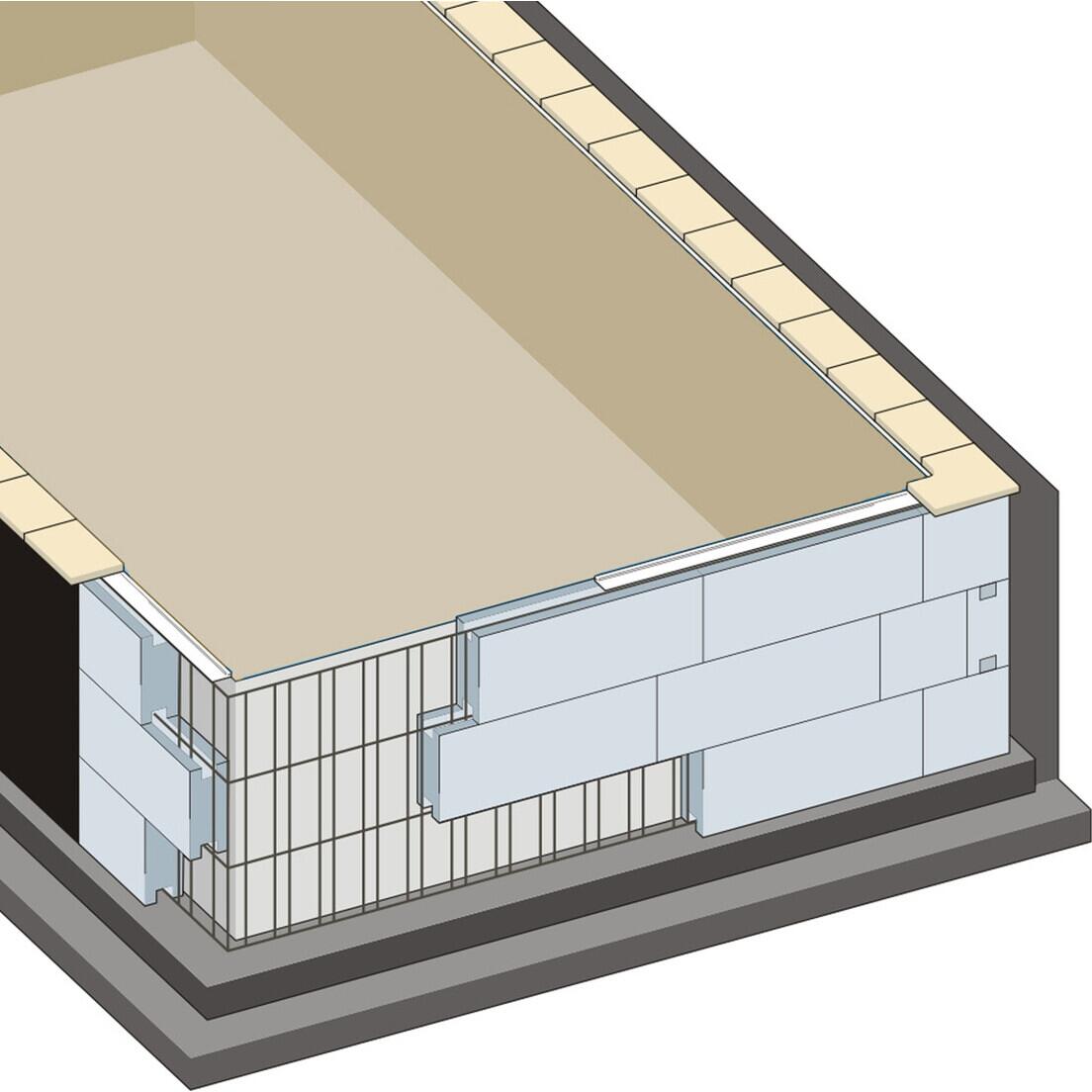 Trend Pool Trendstone Styroporpool Basis Set, 800x400x150cm, rechteckig, EPS40, Innenhülle sand, Treppe Oblique links, Sandfilteranlage