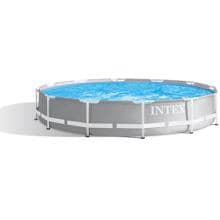 Intex 26712GN Prism Frame Pool, 366x76cm, rund, Kartuschenfilter, hellgrau