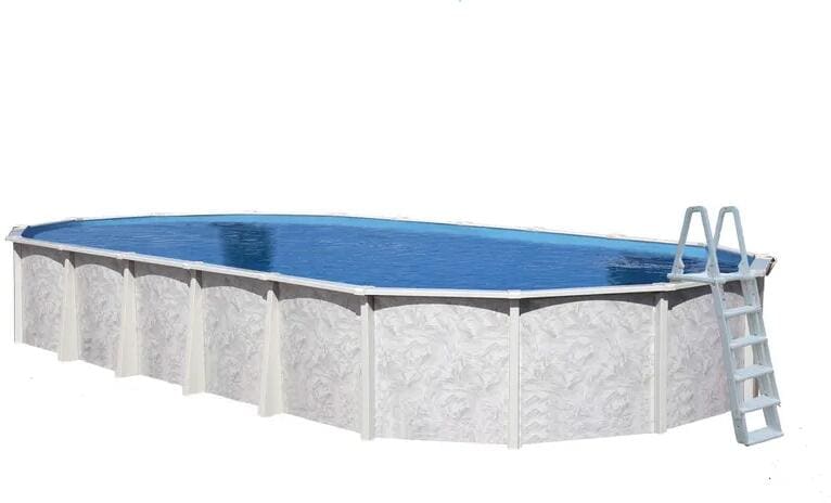 Interline Diana Stahlwand-Pool Premium-Set, 850x490x132cm, oval, Sandfilter, Aufstellleiter, Abdeckung, grau