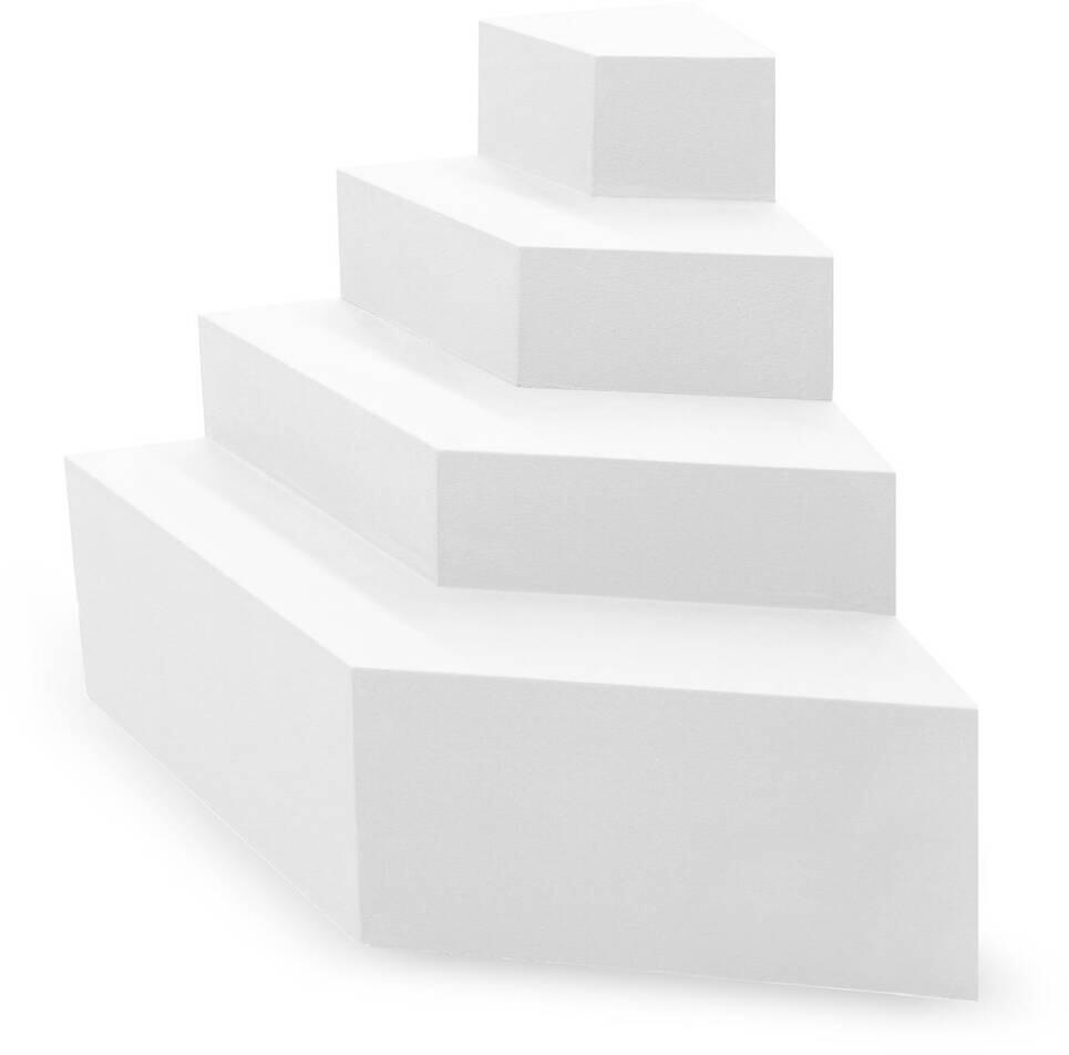 Trendstone Smaragd Styropor Pooltreppe Ecktreppe, 4-stufig, 118x118cm, für Beckentiefe 150cm, Polystyrol, weiß