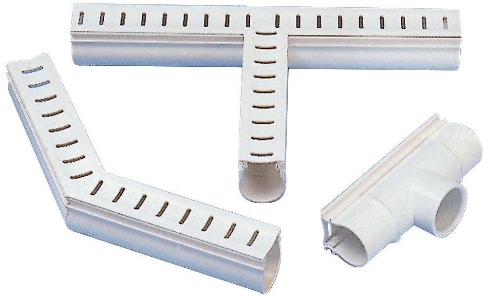T-Stück 90° Entwässerungsrinne Überlaufrinne mit Gitter, PVC, Ø 50mm, weiß