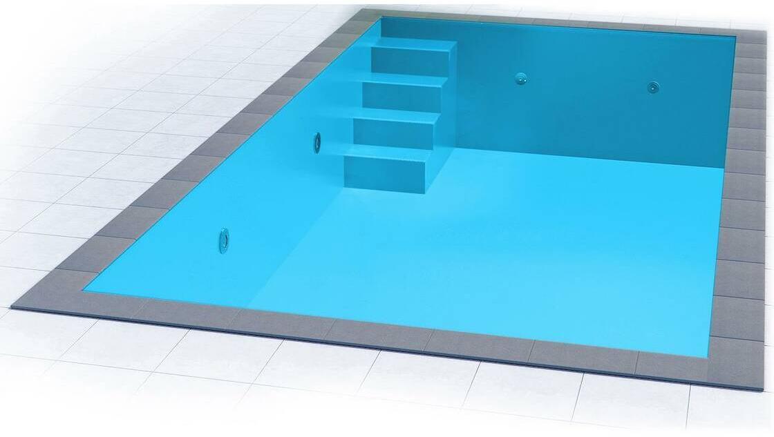 Poolfolie Grandliner Celsius für Rechteckbecken mit Ecktreppenausbildung Variofit 58cm links, 800x400x150cm, französisch blau