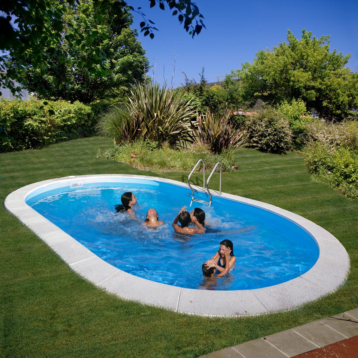 Gre Moorea Stahlwand-Pool, 800x400x150cm, oval, Sandfilteranlage, grau