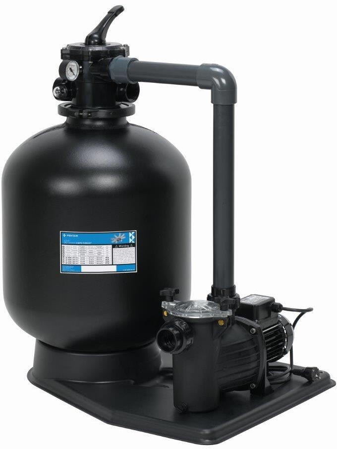 Pentair Azur KIT560 Sandfilteranlage mit Preva 75 Pumpe, 12m³/h bei 9m, Ø 560mm, 6-Wege-Ventil, 230V, inkl. Filterpalette und Anschlussrohr, schwarz