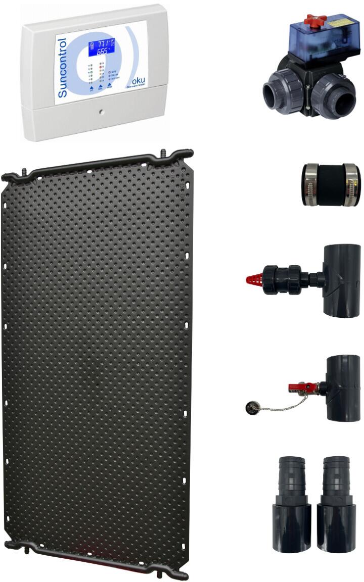 Oku Max-Absorber Solarabsorber Set, 200x100cm, 16m², Polyethylen, 4 Stück