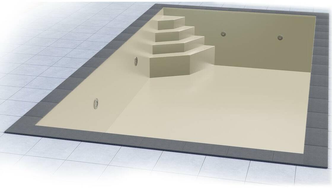 Poolfolie Grandliner Premium für Rechteckbecken mit Ecktreppenausbildung Smaragd links, 700x350x150cm, sandfarben
