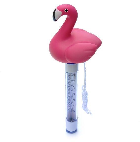 Poolthermometer Wassertemperaturmessung, schwimmend, Motiv Flamingo