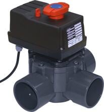Cepex 3-Wege-Drehscheibenventil elektrisch, Ø 50-60mm, PVC, 24V, schwarz