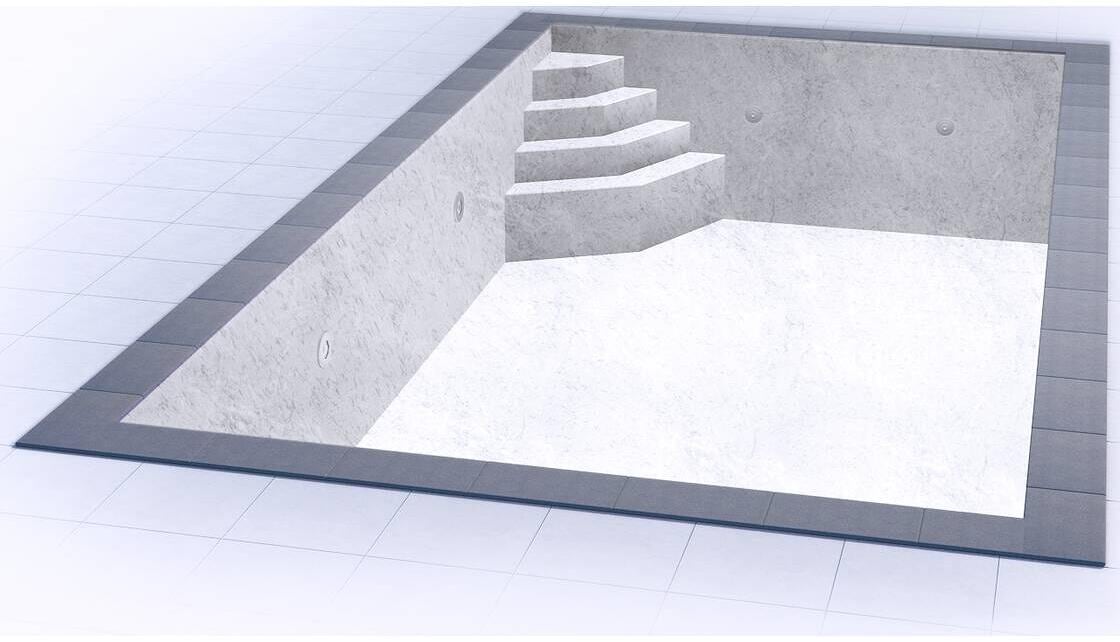 Poolfolie Grandliner Celsius für Rechteckbecken mit Ecktreppenausbildung Smaragd links, 800x400x150cm, marmor