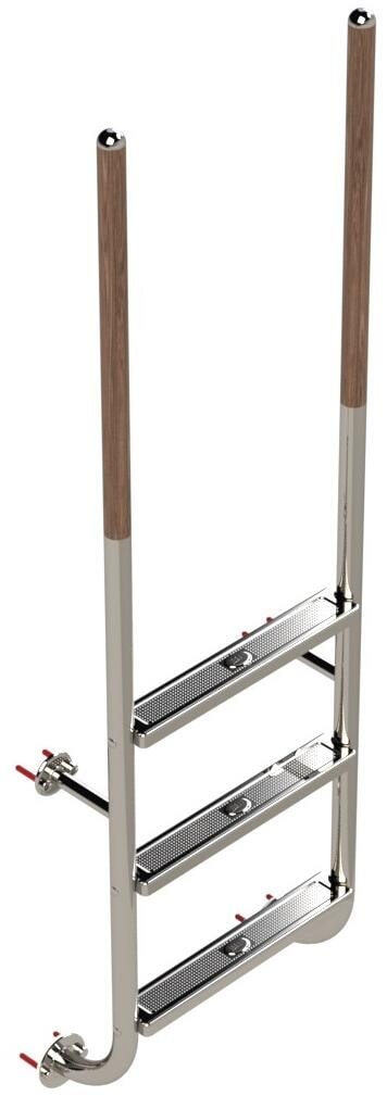 Eichenwald Roma Poolleiter Einstiegsleiter, Unterteil, 4-stufig, Holzgriffstangen, Edelstahl V4A