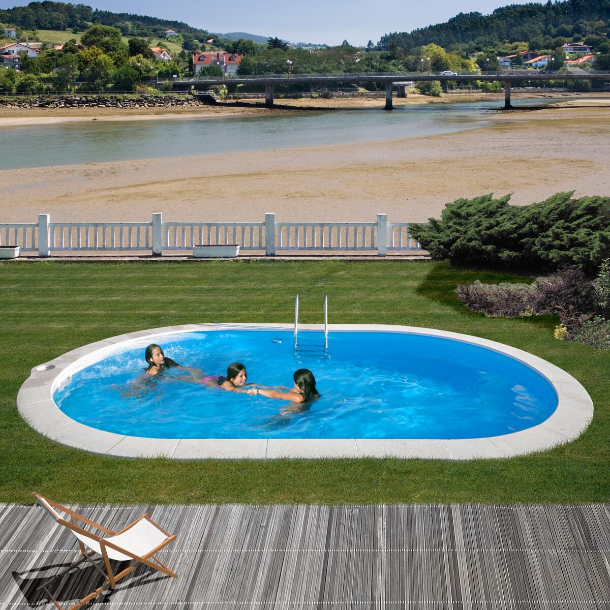Gre Sumatra Stahlwand-Pool, 600x320x120cm, oval, Sandfilteranlage, weiß