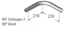 Eichenwald Ideal Eckbogen für Haltestange, Steckverbindung, 90°, Ø 40mm, 210x210mm, V4A Edelstahl