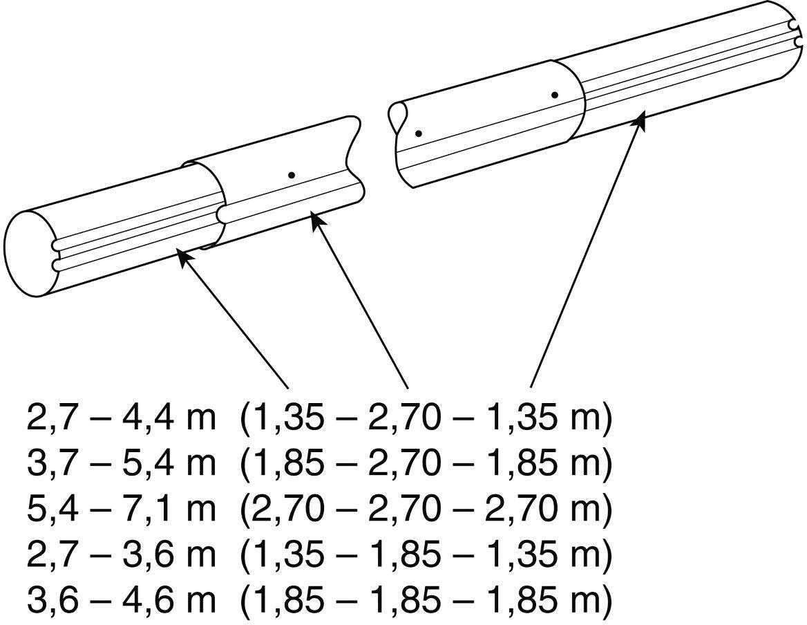 Vagner Pool Teleskop-Gewindestange für Poolabdeckung, Länge 270-440cm, eloxiertes Aluminium