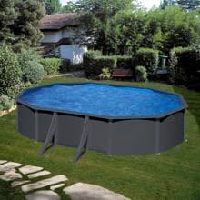 Gre Louko WPC-Pool Set, 500x300x120cm, oval, Sandfilteranlage, Sicherheitsleiter, Anthrazitoptik