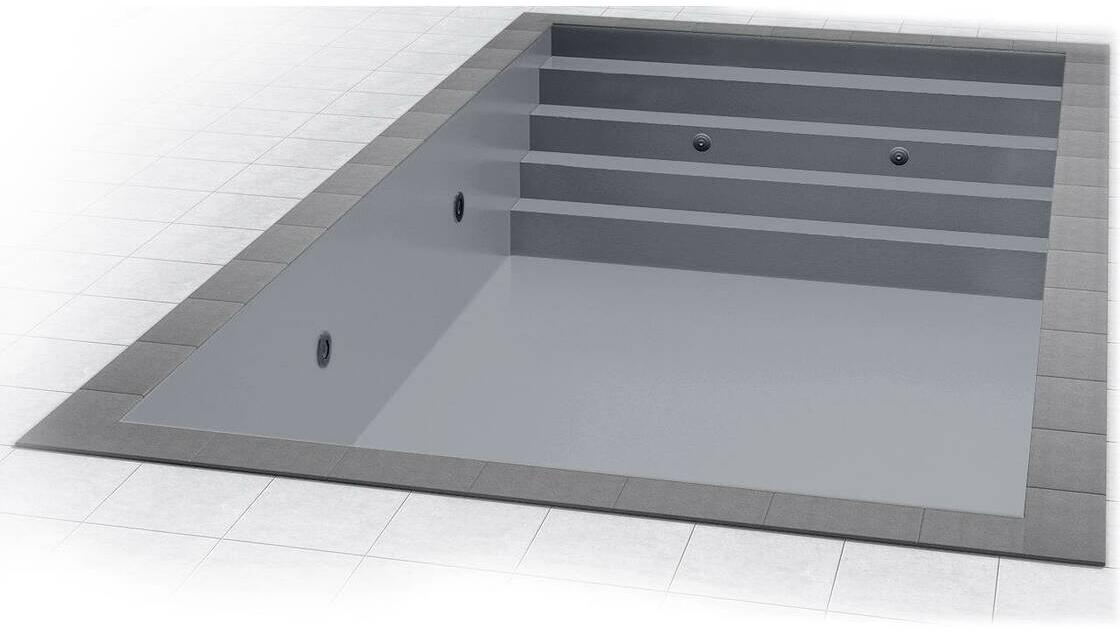 Poolfolie Grandliner Celsius für Rechteckbecken mit Treppenausbildung gesamte Breite, 800x400x150cm, hellgrau