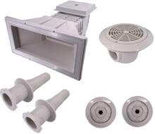 Oku Breitmaulskimmer-Set für Styroporpool Prestige, Anschluss 1 1/2", Kunststoff, inkl. Einlaufdüsen, Wanddurchführung, Bodenablauf