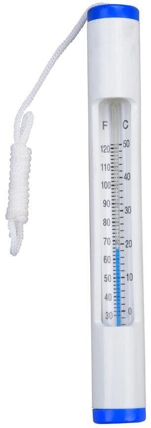 Poolthermometer Wassertemperaturmessung mit Schnur, nicht schwimmend, blau/weiß