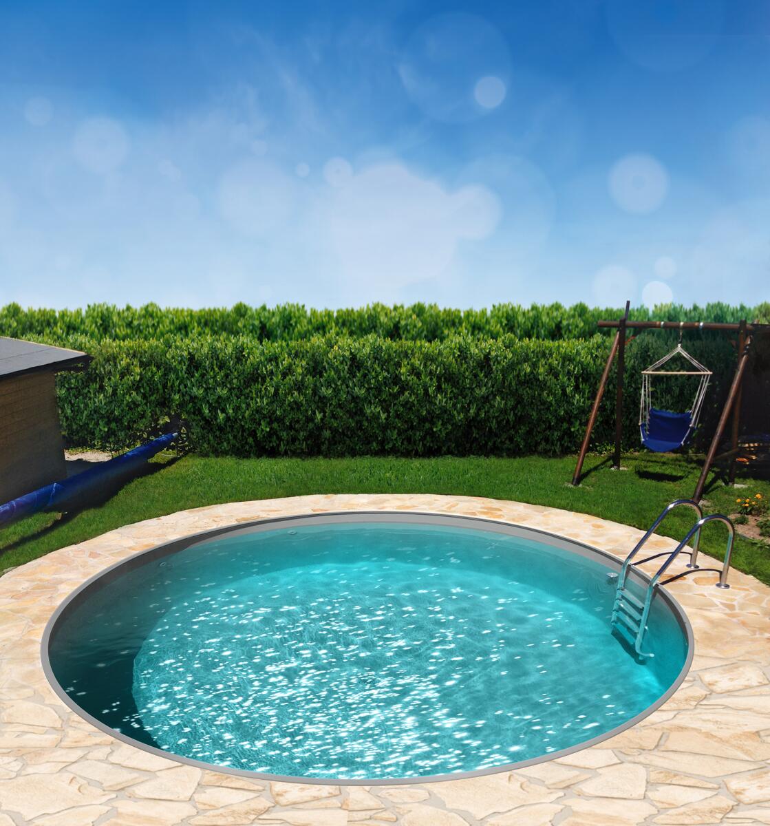 BWT 7G8151M06 Poolfolie für Rundbecken, Einhängebiese, Stärke 0,8mm, Ø 500x150cm, grau